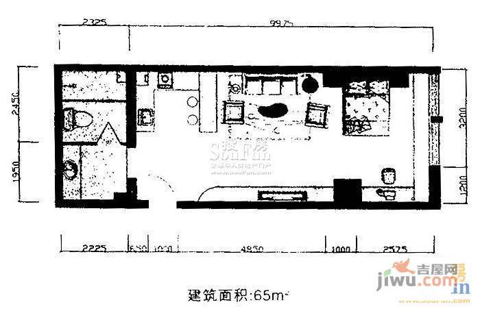 蓝拓新世纪大厦普通住宅65㎡户型图