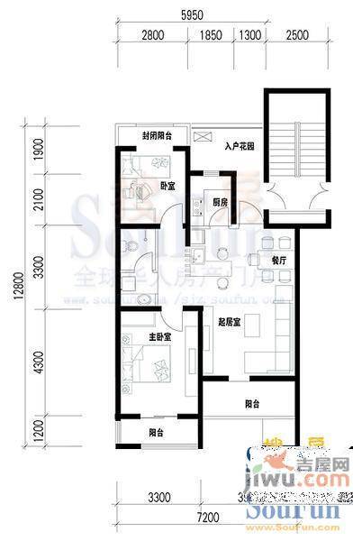 观澜逸品2室1厅1卫72.8㎡户型图