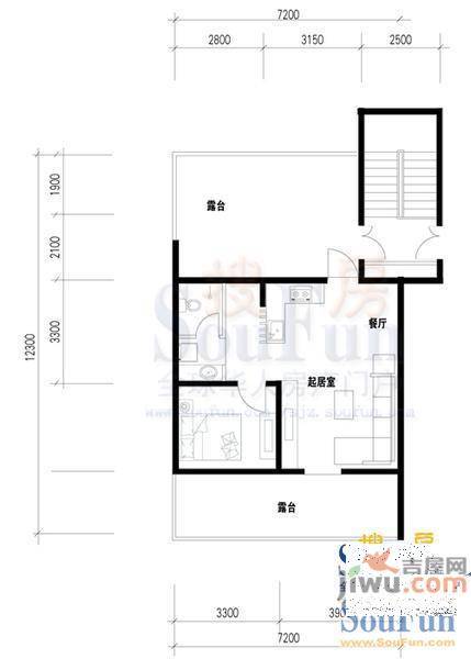 观澜逸品2室1厅1卫72.8㎡户型图