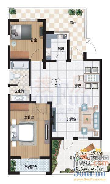 观澜逸品2室1厅1卫户型图