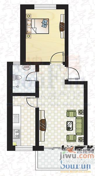 杰岛名城3室1厅1卫128㎡户型图