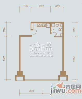 官鲤1室1厅1卫75.5㎡户型图