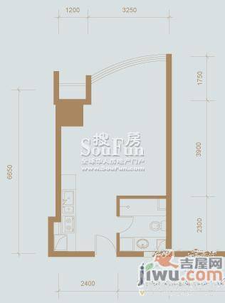 官鲤1室1厅1卫75.5㎡户型图