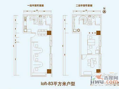 官鲤1室1厅1卫75.5㎡户型图