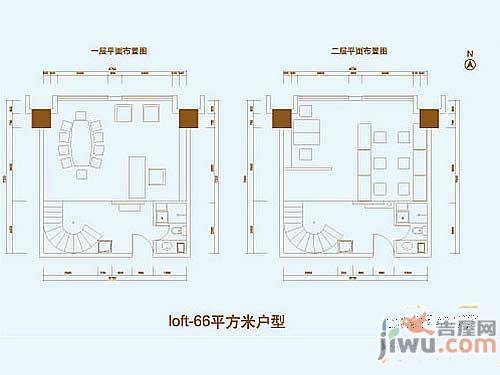 官鲤1室1厅1卫75.5㎡户型图