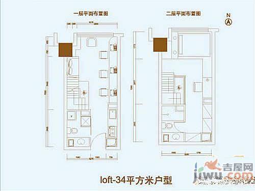 官鲤1室1厅1卫75.5㎡户型图