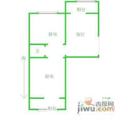 汀香十里2室2厅1卫84.1㎡户型图