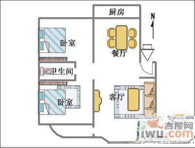 简筑2室2厅1卫户型图