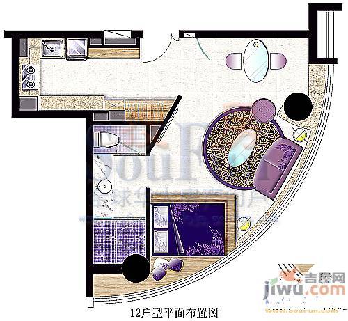 万豪大厦1室1厅1卫58.5㎡户型图