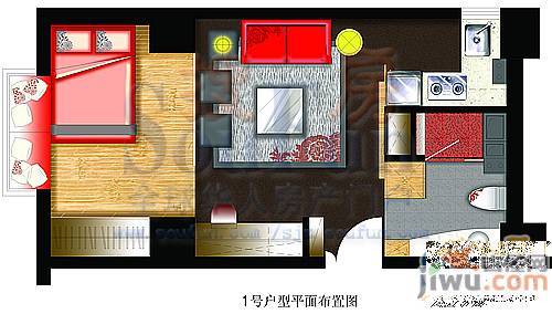 万豪大厦1室1厅1卫58.5㎡户型图