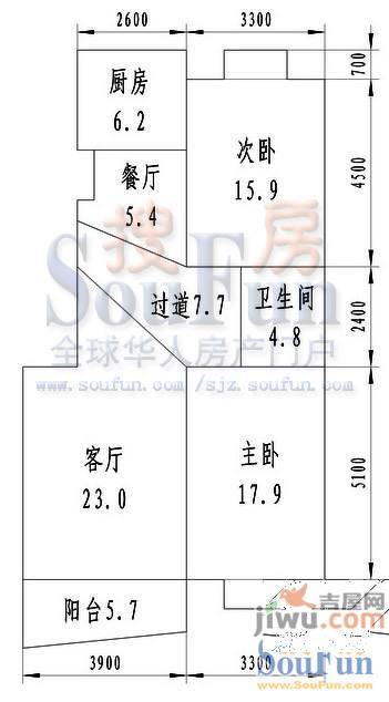 冀兴尊园2室2厅1卫户型图