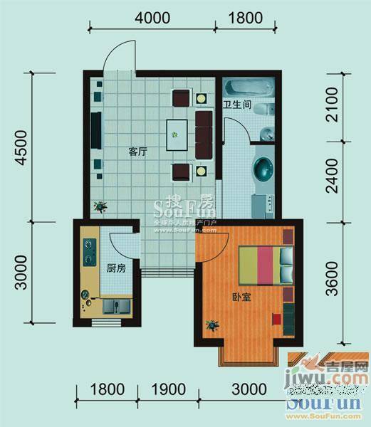 冀兴尊园2室2厅1卫户型图