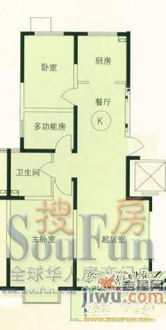 华城绿洲一期3室2厅1卫户型图