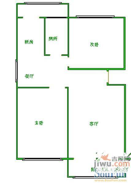 滨河新城3室2厅1卫户型图