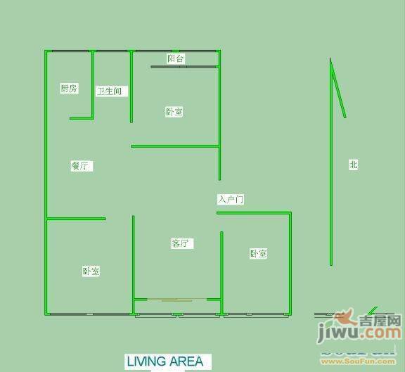 滨河新城3室2厅1卫户型图