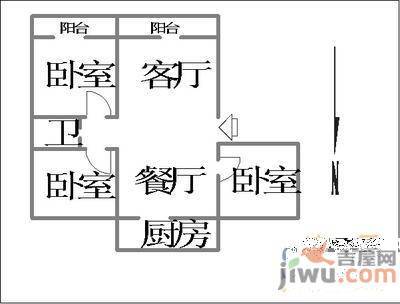 滨河新城3室2厅1卫户型图