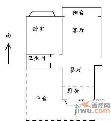 丰河苑西区2室1厅1卫90㎡户型图