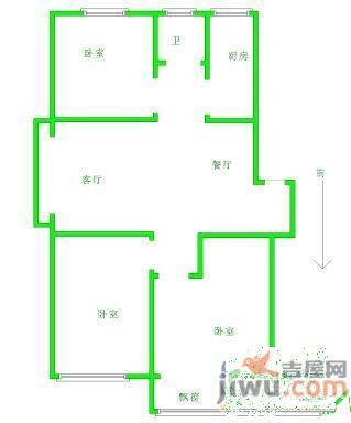 玉成小区2室2厅1卫114㎡户型图