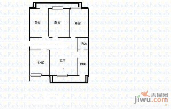 玉成小区2室2厅1卫114㎡户型图