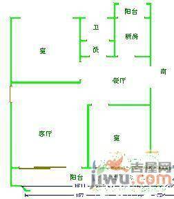 玉成小区2室2厅1卫114㎡户型图