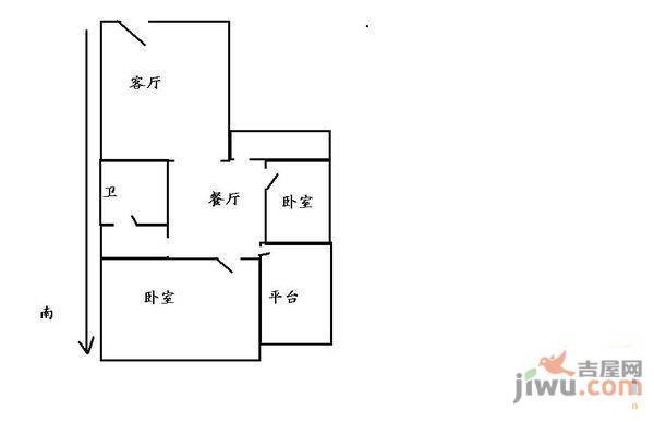 玉成小区2室2厅1卫114㎡户型图