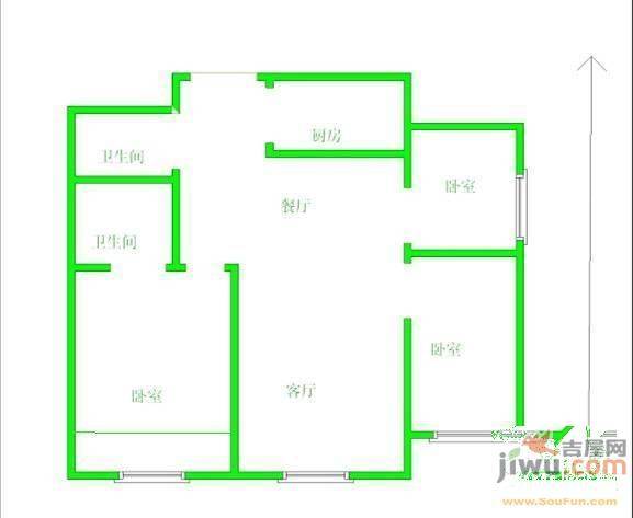 联邦名都一期2室1厅1卫户型图