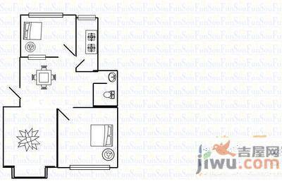 丰河苑西区2室1厅1卫90㎡户型图