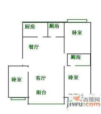 丰河苑西区2室1厅1卫90㎡户型图