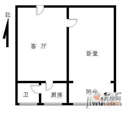 建国小区2室1厅1卫65㎡户型图