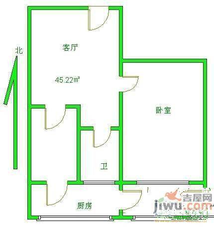 建国小区2室1厅1卫65㎡户型图