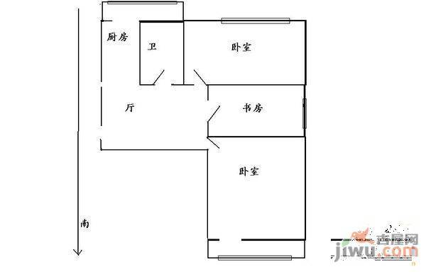 建国小区2室1厅1卫65㎡户型图