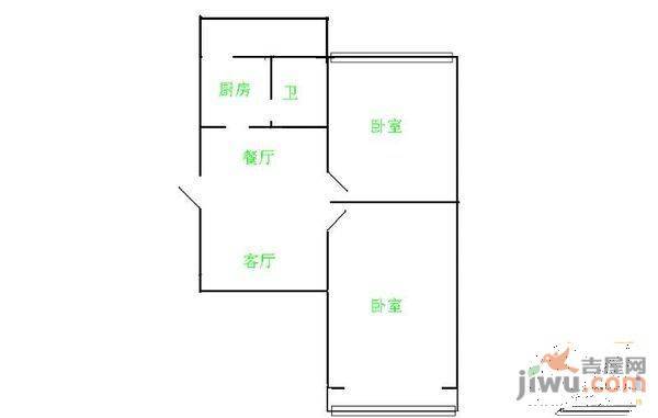 建国小区2室1厅1卫65㎡户型图