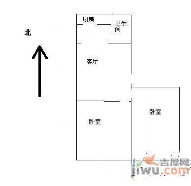 建国小区2室1厅1卫65㎡户型图