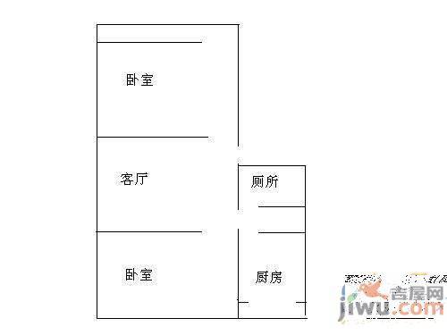 建国小区2室1厅1卫65㎡户型图