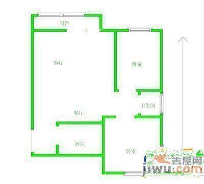 建国小区2室1厅1卫65㎡户型图