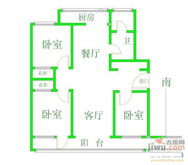 冀兴花园2室2厅1卫109㎡户型图