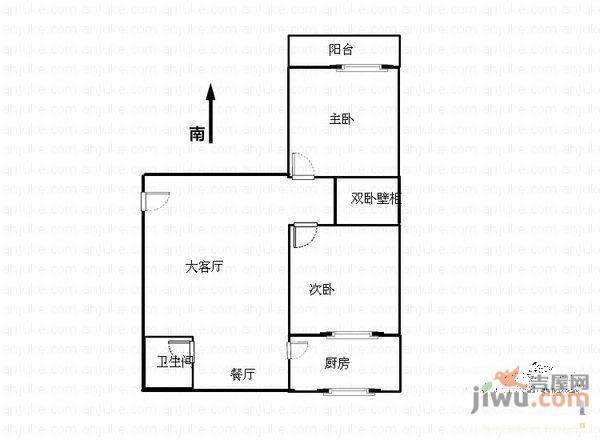 银都花园3室2厅1卫140㎡户型图