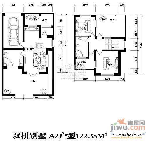 华域·御水蓝庭2室1厅2卫122.3㎡户型图