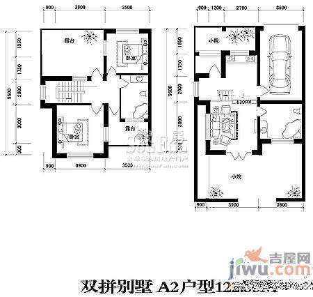 华域·御水蓝庭2室1厅2卫122.3㎡户型图