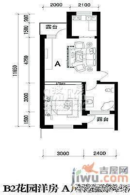 华域·御水蓝庭1室1厅1卫45.6㎡户型图