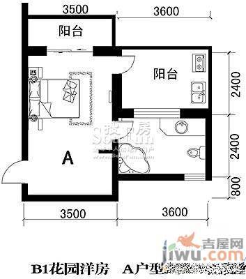 华域·御水蓝庭1室1厅1卫45.6㎡户型图