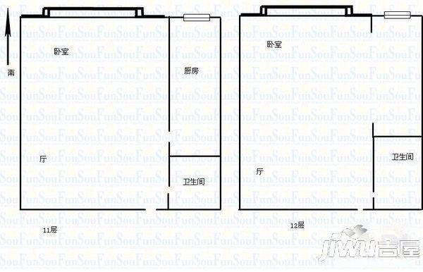 朗润园1室1厅1卫60㎡户型图