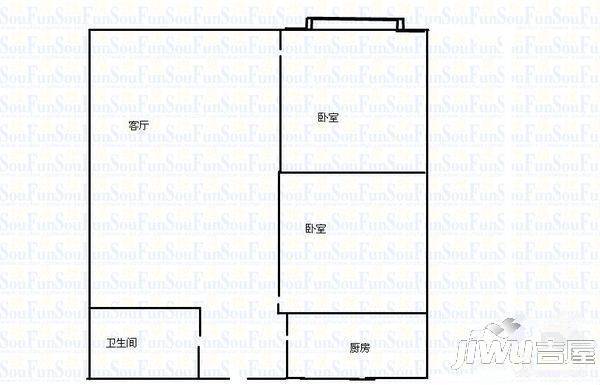 朗润园1室1厅1卫60㎡户型图