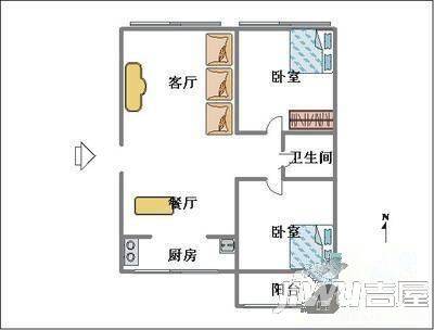 朗润园1室1厅1卫60㎡户型图