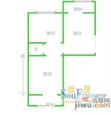 滹沱河小区3室2厅1卫96㎡户型图