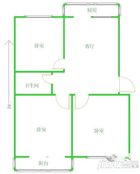 银通小区2室1厅1卫户型图