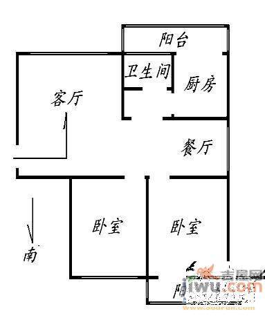 石门小区2室2厅1卫户型图