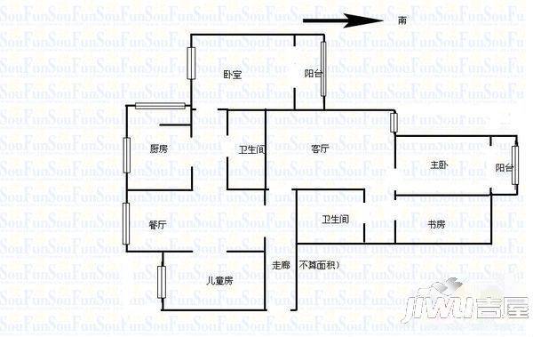 联盟小区3室1厅1卫86㎡户型图