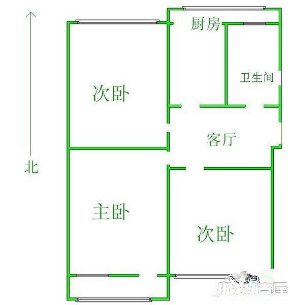 建明小区2室1厅1卫户型图