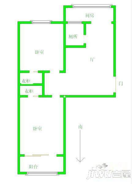 建明小区2室1厅1卫户型图